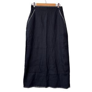 NWT RACHEL ZOE 100% Linen Midi Skirt Size 4 Pockets Minimalist Lagenlook Capsule